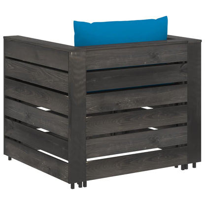 Set Salotto da Giardino 2pz con Cuscini Legno Impregnato Grigio | homemem39