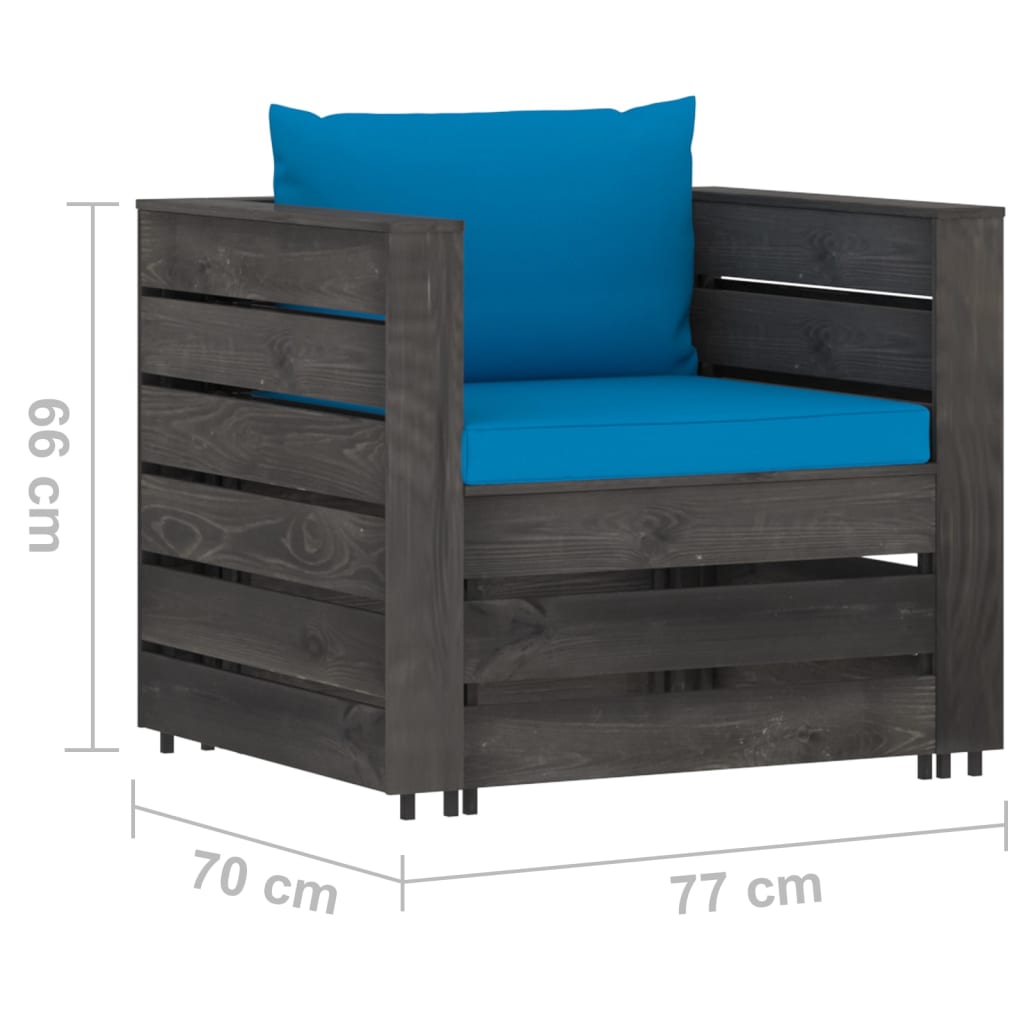 Set Salotto da Giardino 2pz con Cuscini Legno Impregnato Grigio | homemem39