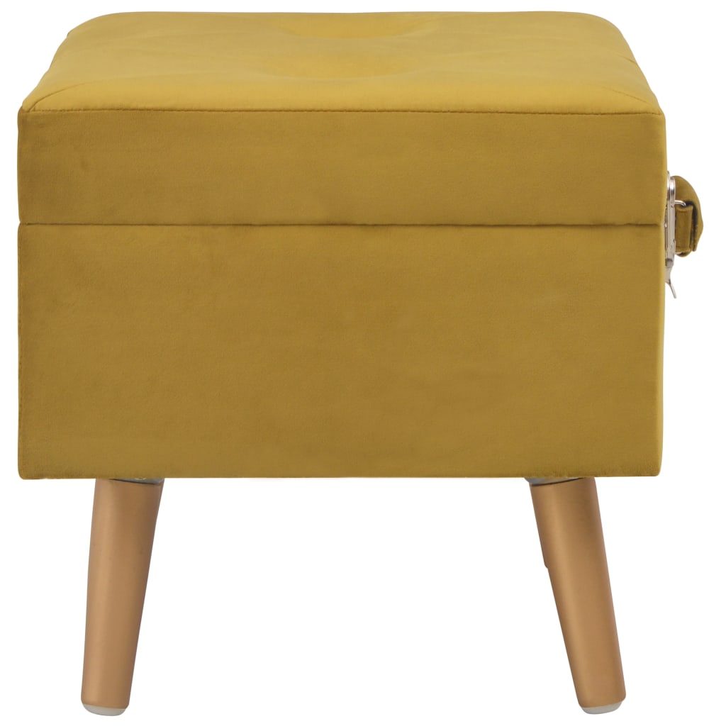 Sgabello con Contenitore 40 cm Giallo Senape in Velluto - homemem39