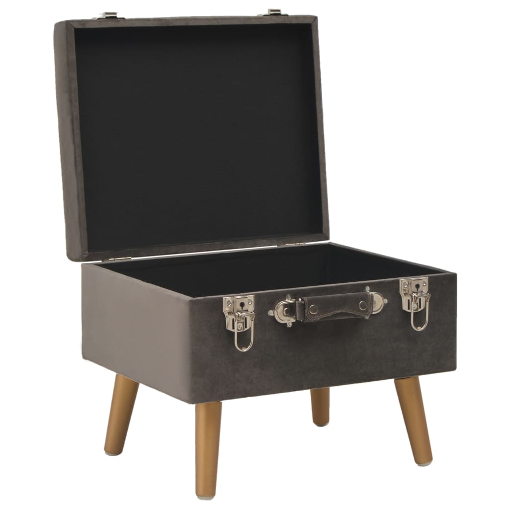 Sgabello con Contenitore 40 cm in Velluto Grigio | homemem39