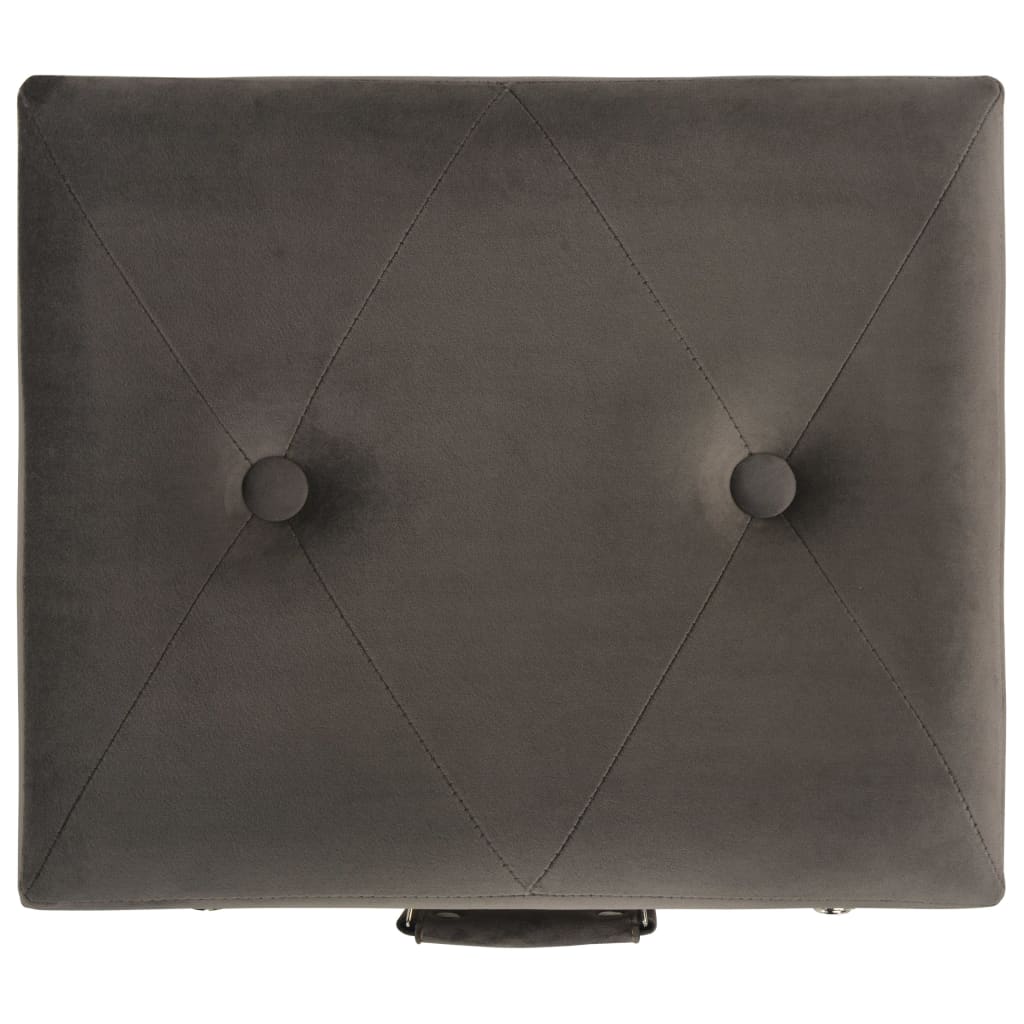 Sgabello con Contenitore 40 cm in Velluto Grigio - homemem39