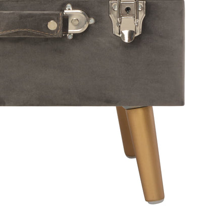 Sgabello con Contenitore 40 cm in Velluto Grigio - homemem39