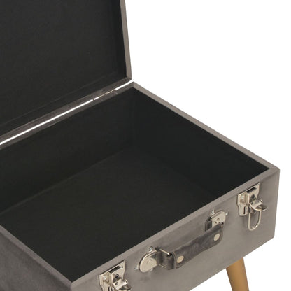 Sgabello con Contenitore 40 cm in Velluto Grigio - homemem39