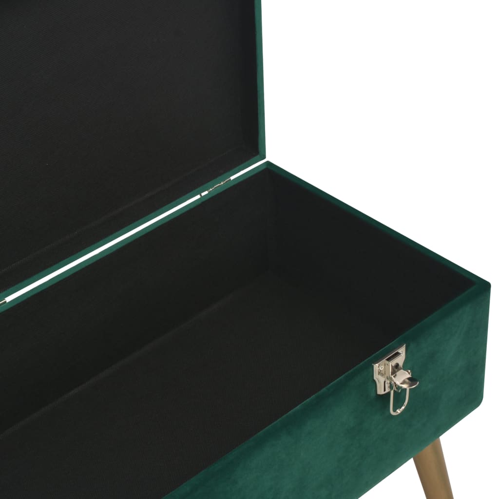 Panca con Vano Portaoggetti 80 cm Verde in Velluto | homemem39
