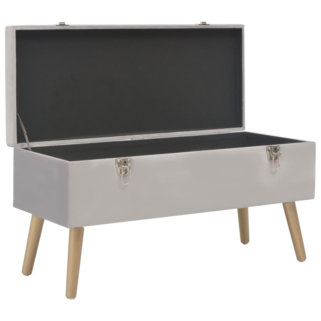 Panca con Vano Portaoggetti 80 cm Grigio in Velluto | homemem39