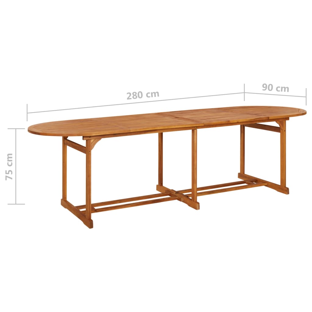 Tavolo da Pranzo per Esterni 280x90x75cm Legno Massello Acacia