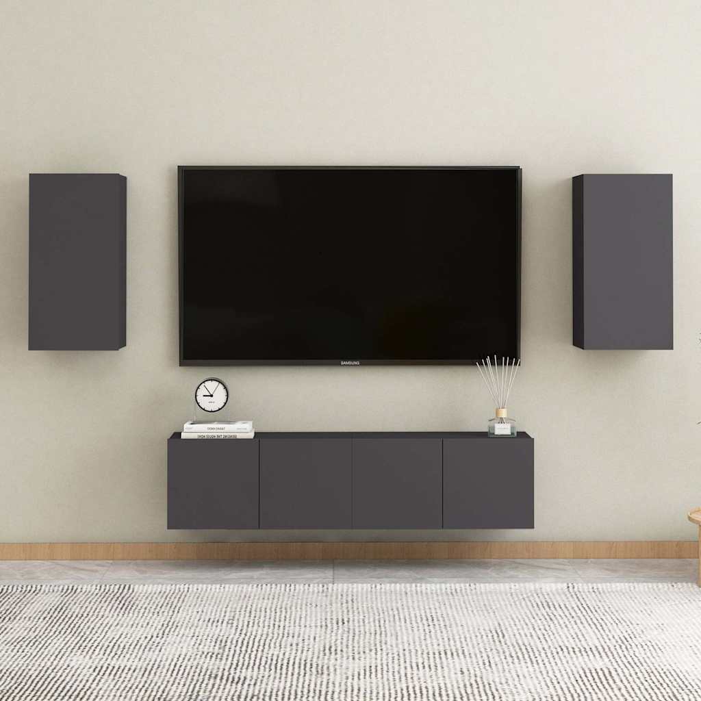 Mobili TV 2 pz Grigi 30,5x30x60 cm in Legno Multistrato - homemem39