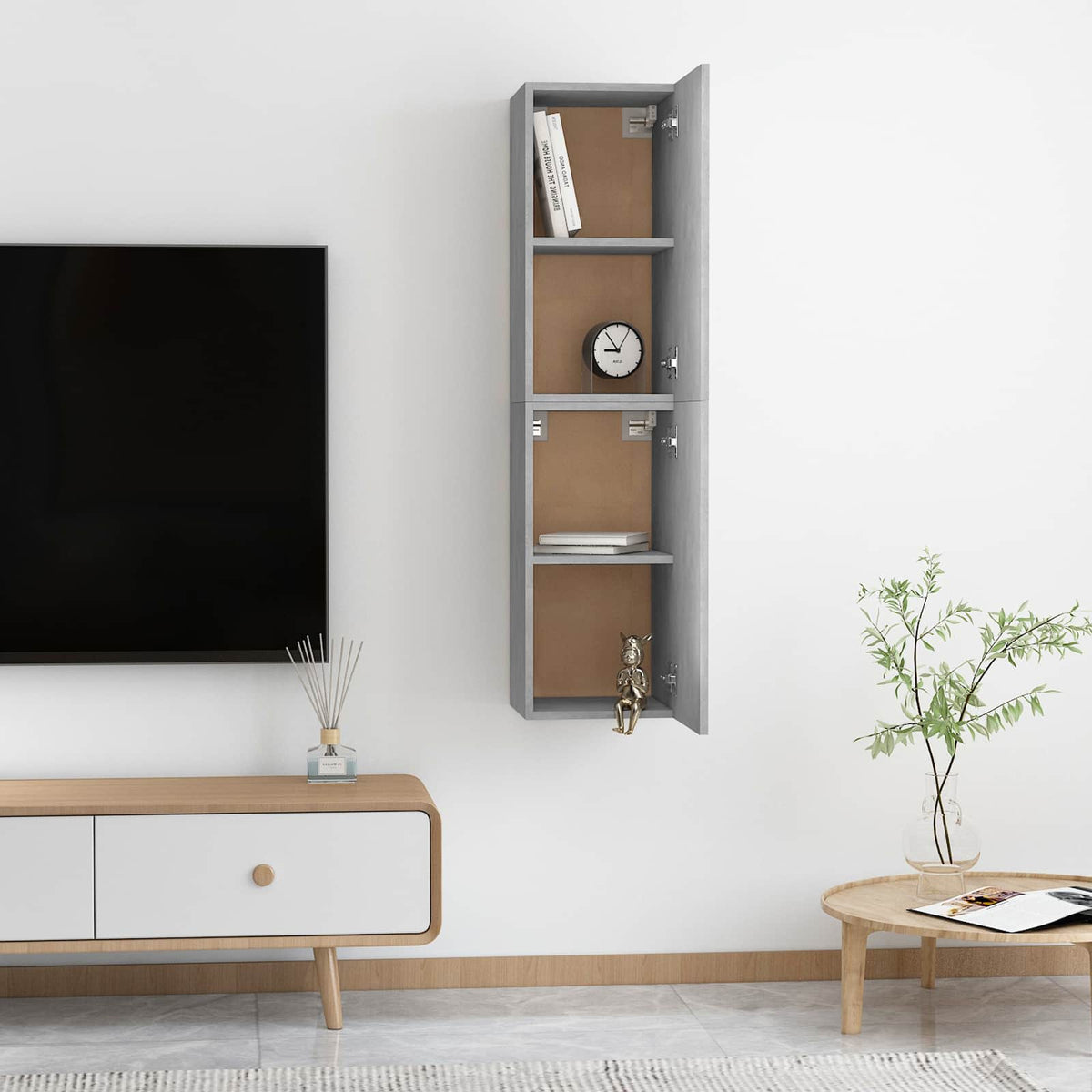Mobili TV 2pz Grigio Cemento 30,5x30x60 cm Legno Multistrato