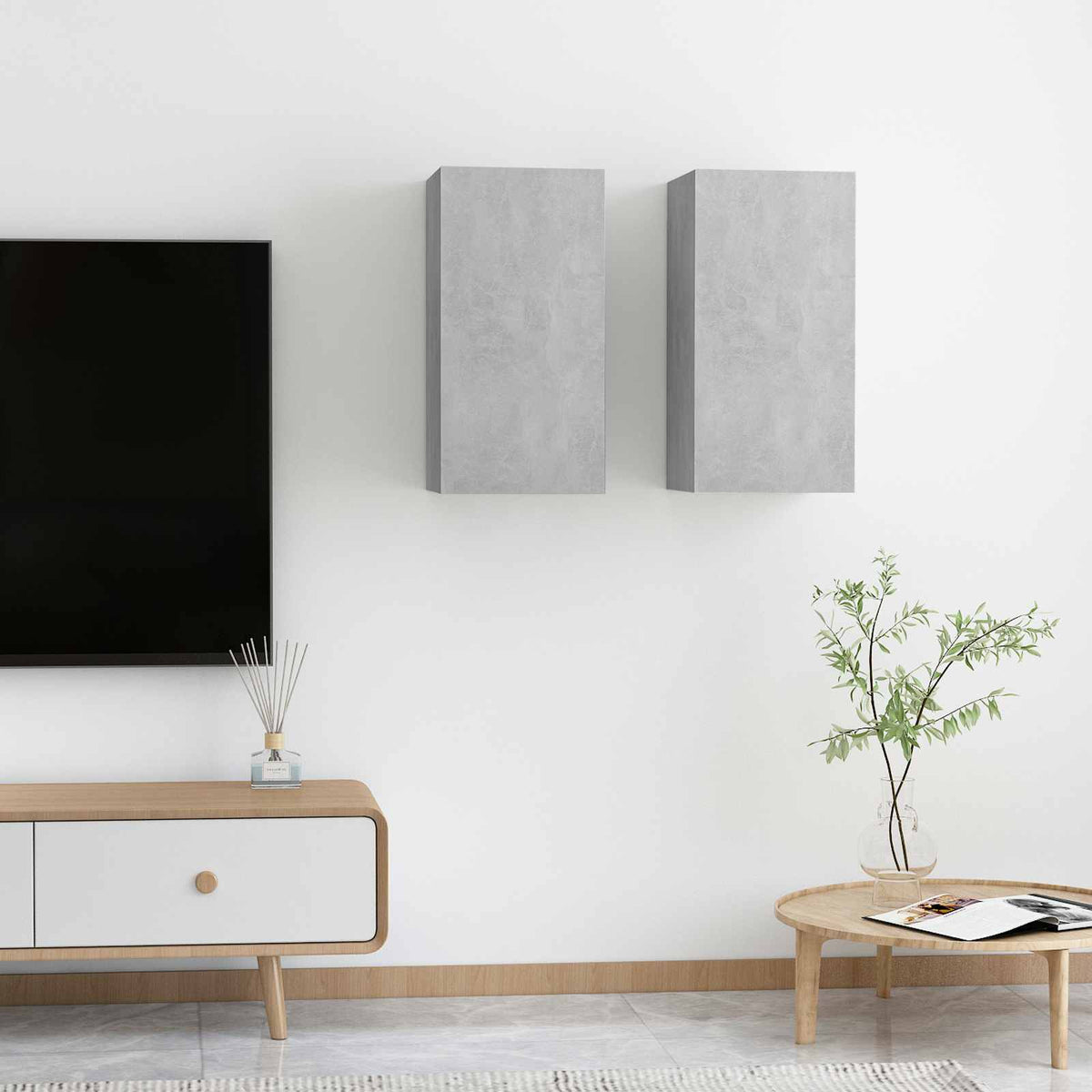 Mobili TV 2pz Grigio Cemento 30,5x30x60 cm Legno Multistrato | homemem39