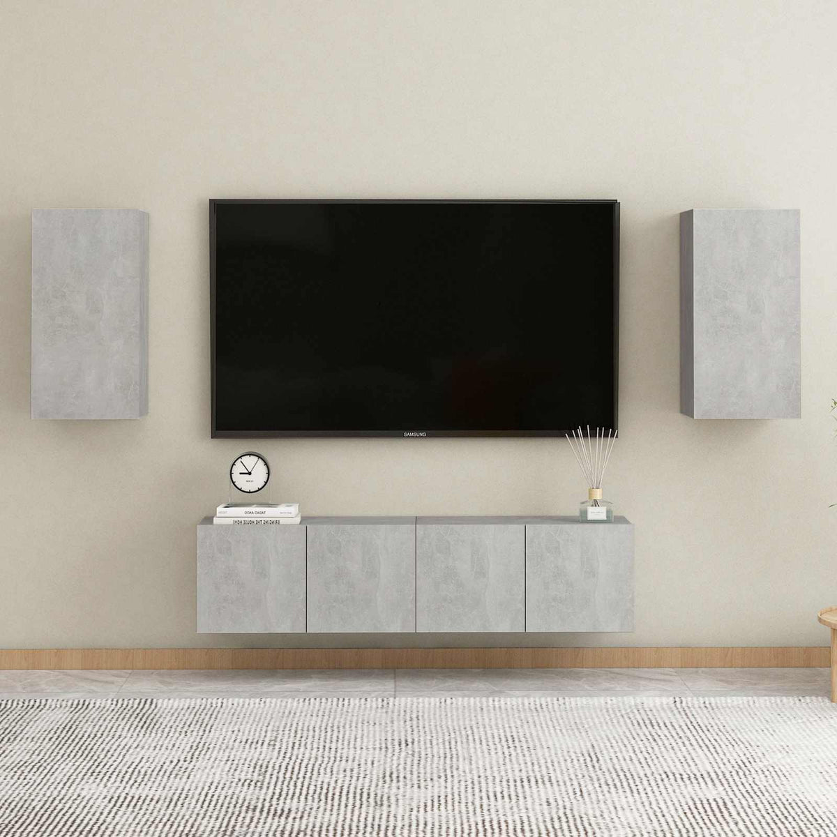 Mobili TV 2pz Grigio Cemento 30,5x30x60 cm Legno Multistrato