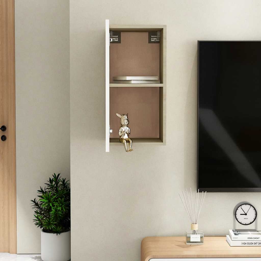 Mobile TV Bianco Rovere Sonoma 30,5x30x60 cm Legno Multistrato - homemem39