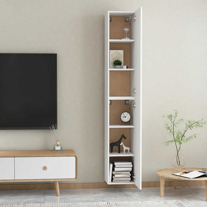 Mobili Porta TV 2pz Bianchi 30,5x30x90 cm in Legno Multistrato
