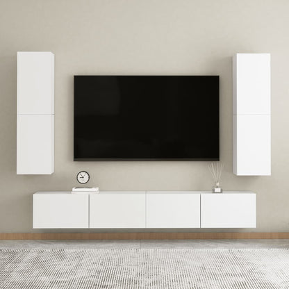 Mobile Porta TV Bianco 30,5x30x110 cm in Legno Multistrato