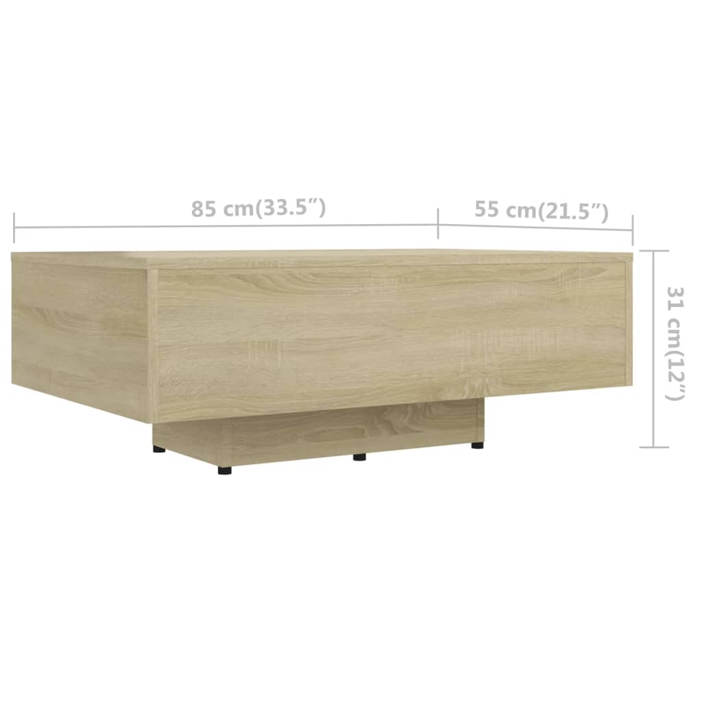 Tavolino da Salotto Rovere Sonoma 85x55x31cm Legno Multistrato | homemem39