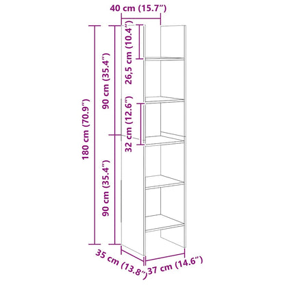 Libreria Grigio Cemento 40x35x180 cm in Legno Multistrato | homemem39