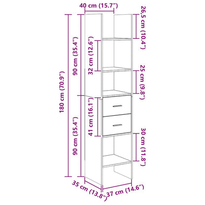 Libreria Grigio Cemento 40x35x180 cm in Legno Multistrato