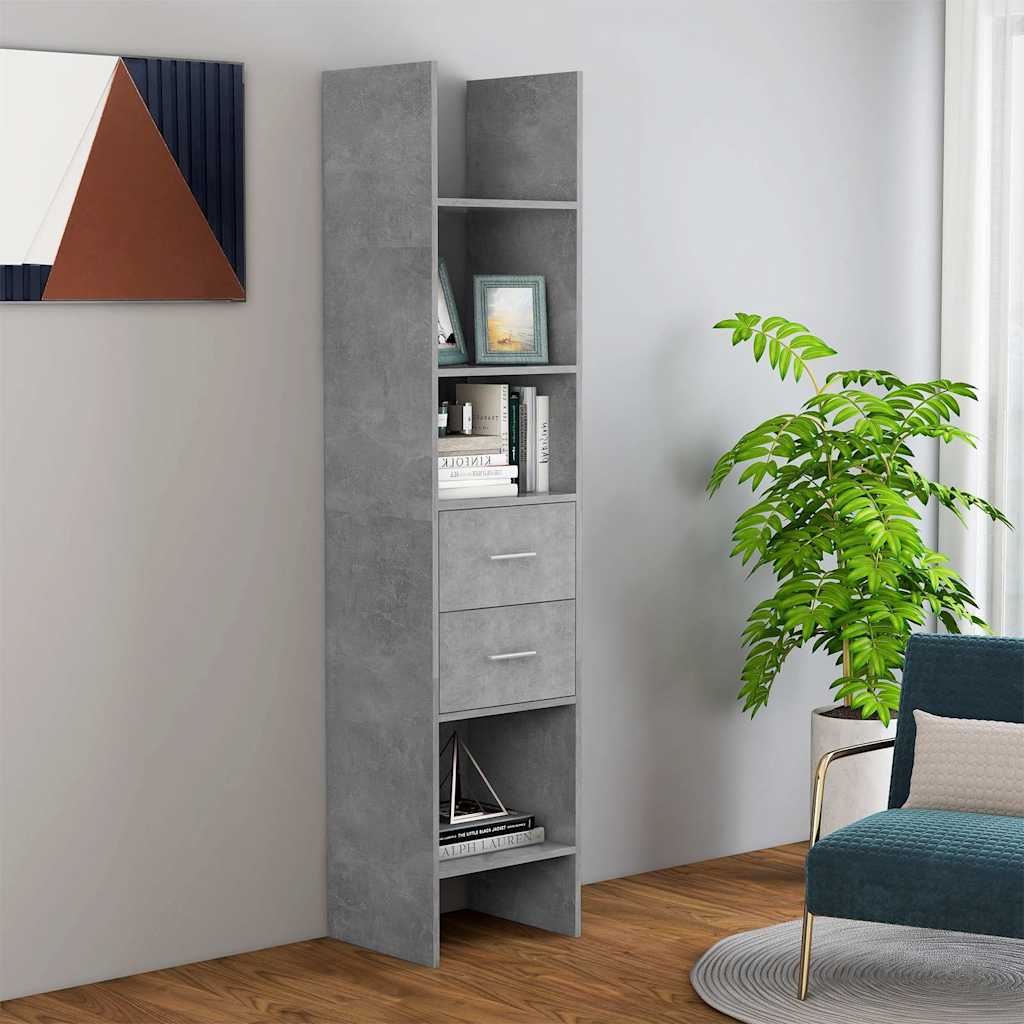 Libreria Grigio Cemento 40x35x180 cm in Legno Multistrato