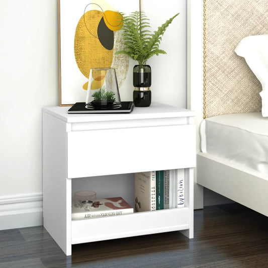 White Bedside Table 40x30x39 cm in Engineered Wood