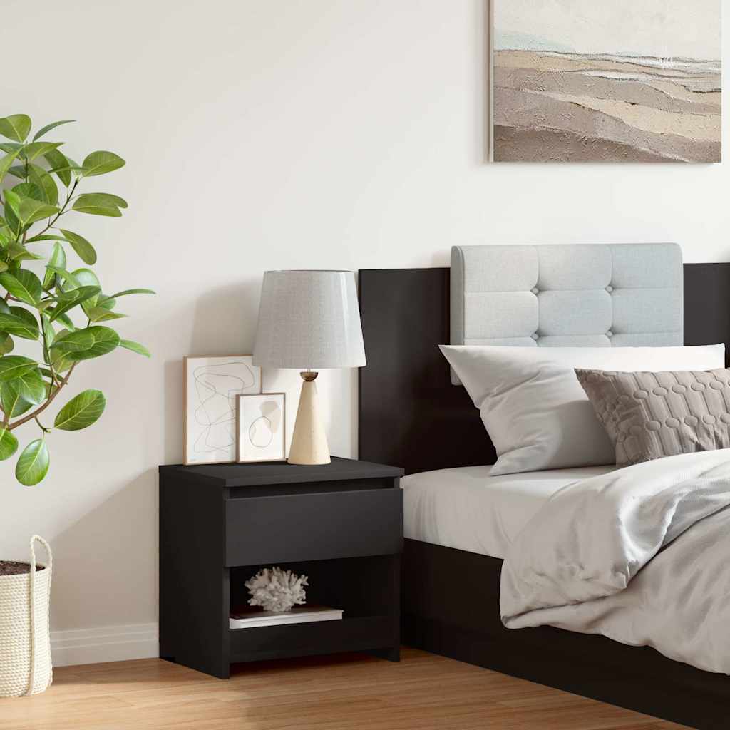 Comodino Nero 40x30x39 cm in Legno Multistrato - homemem39