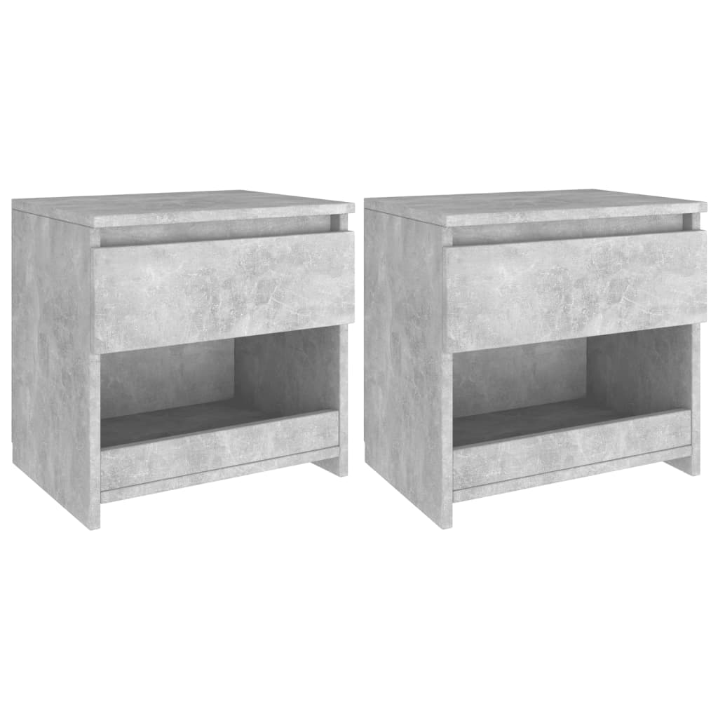 Comodini 2pz Grigio Cemento 40x30x39 cm in Legno Multistrato - homemem39