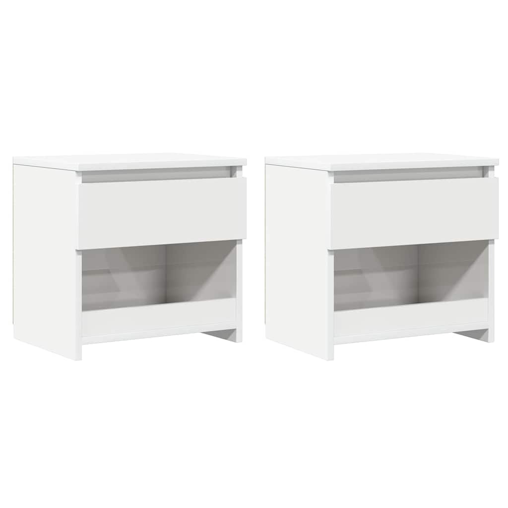 Comodini 2pz Bianco Lucido 40x30x39 cm in Legno Multistrato | homemem39