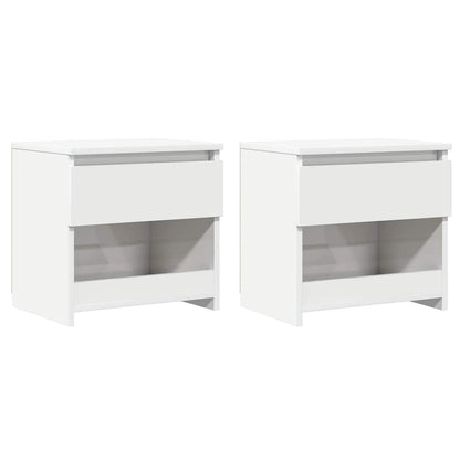 Comodini 2pz Bianco Lucido 40x30x39 cm in Legno Multistrato | homemem39