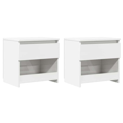 Comodini 2pz Bianco Lucido 40x30x39 cm in Legno Multistrato - homemem39