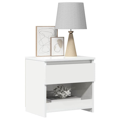 Comodini 2pz Bianco Lucido 40x30x39 cm in Legno Multistrato | homemem39