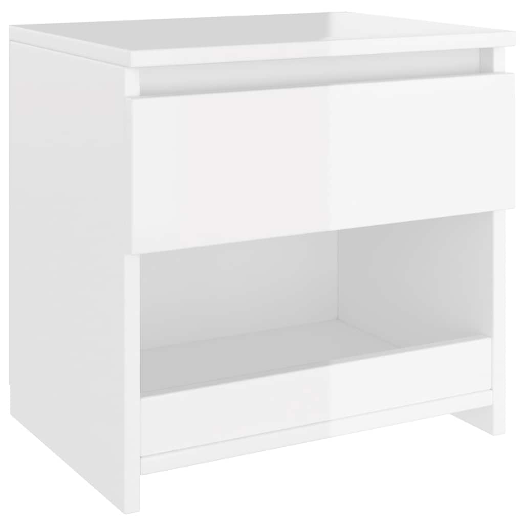 Comodini 2pz Bianco Lucido 40x30x39 cm in Legno Multistrato | homemem39