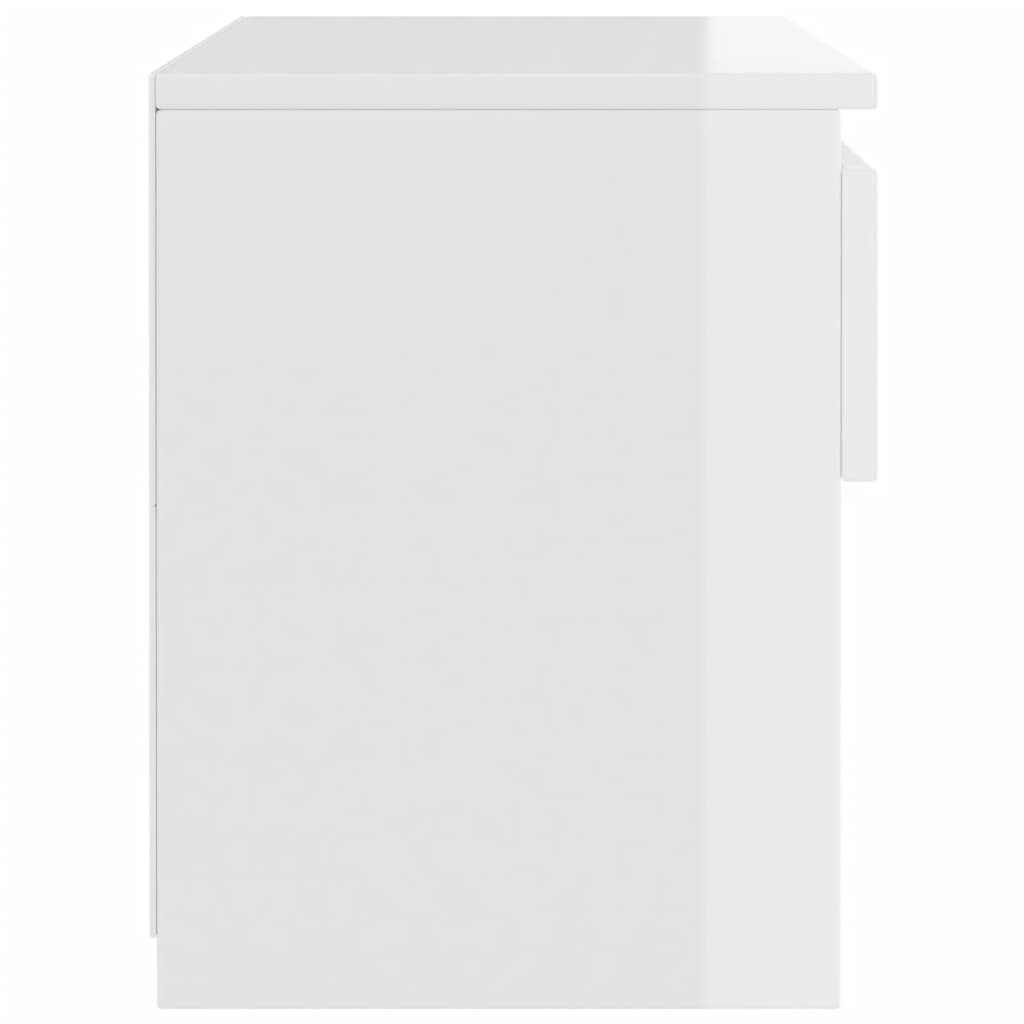 Comodini 2pz Bianco Lucido 40x30x39 cm in Legno Multistrato - homemem39