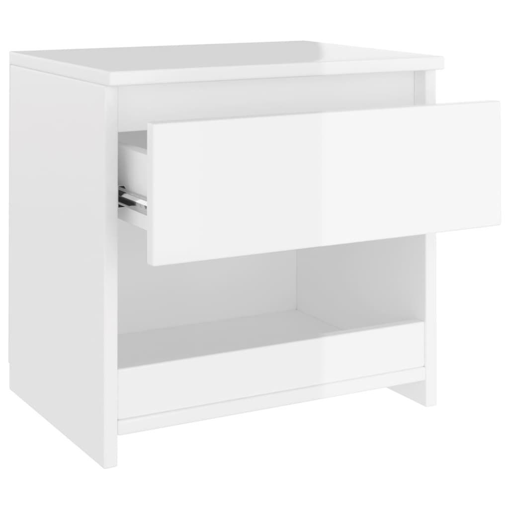 Comodini 2pz Bianco Lucido 40x30x39 cm in Legno Multistrato - homemem39