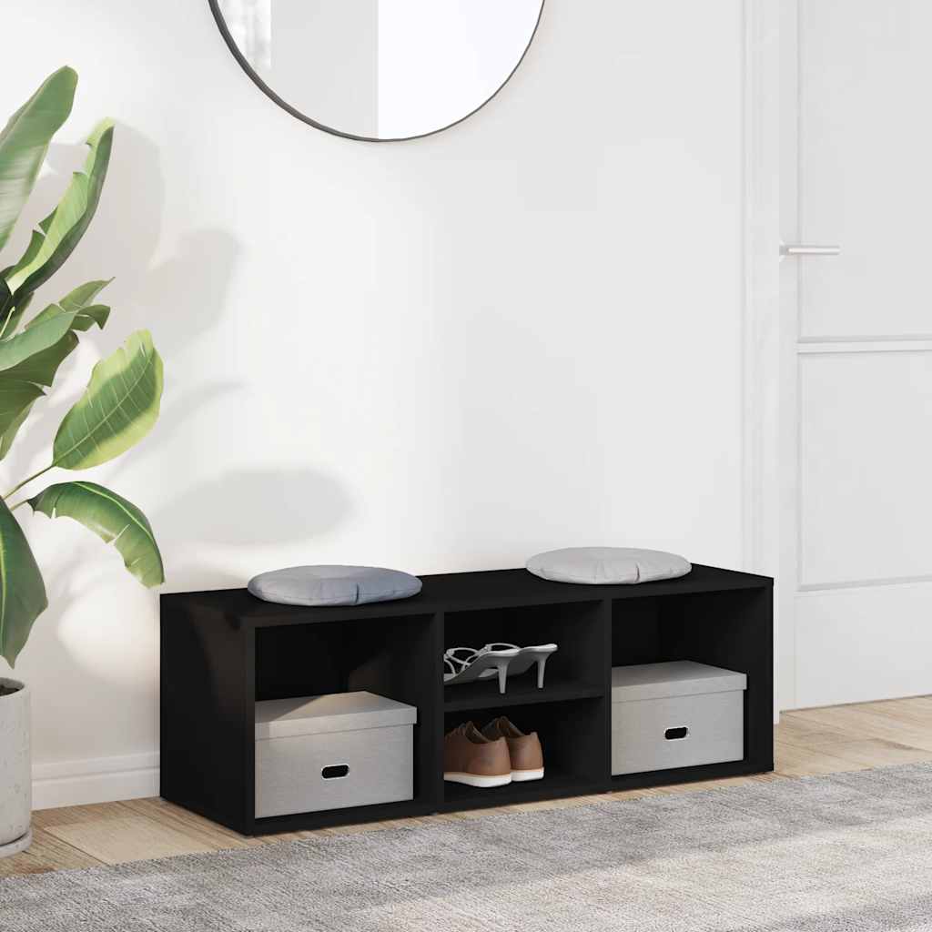 Panca Porta Scarpe Nera 105x35x35 cm in Legno Multistrato
