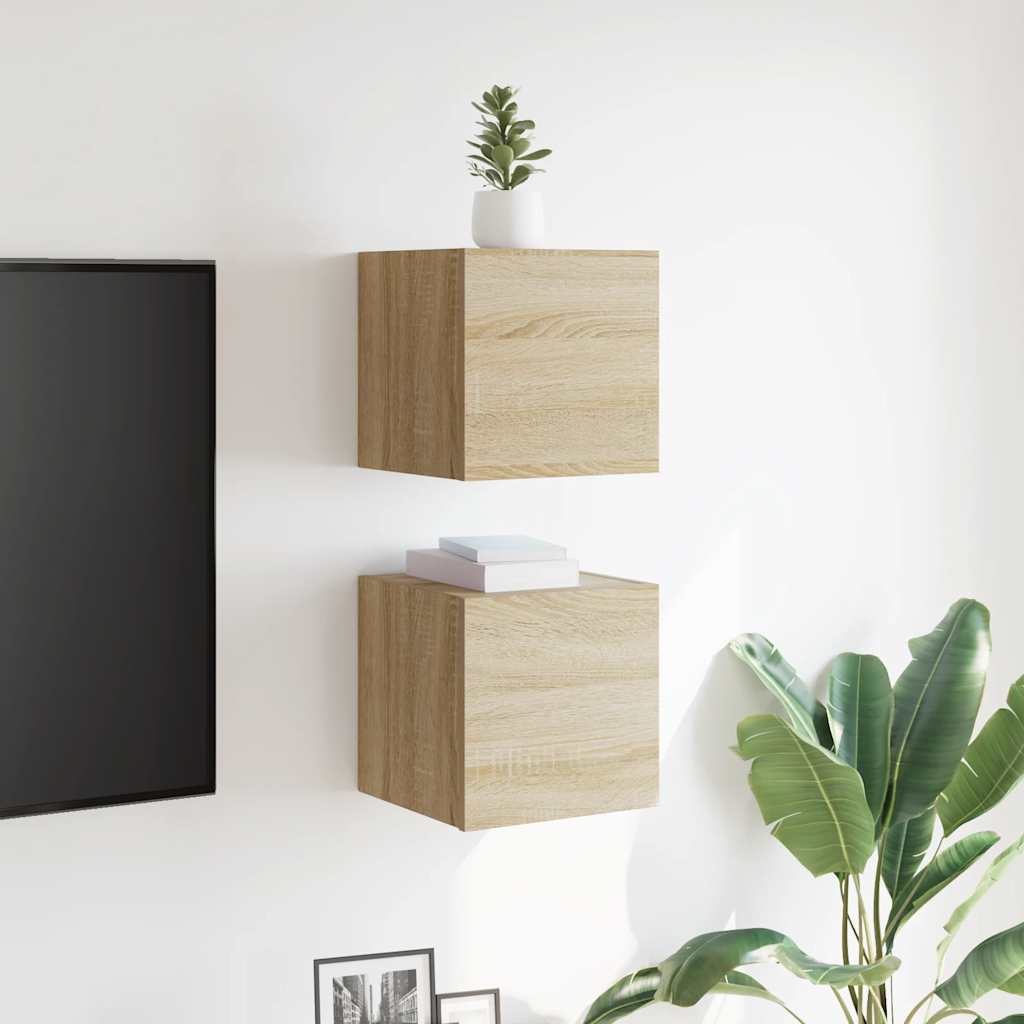 Mobili Porta TV a Parete 2pz Rovere Sonoma 30,5x30x30 cm