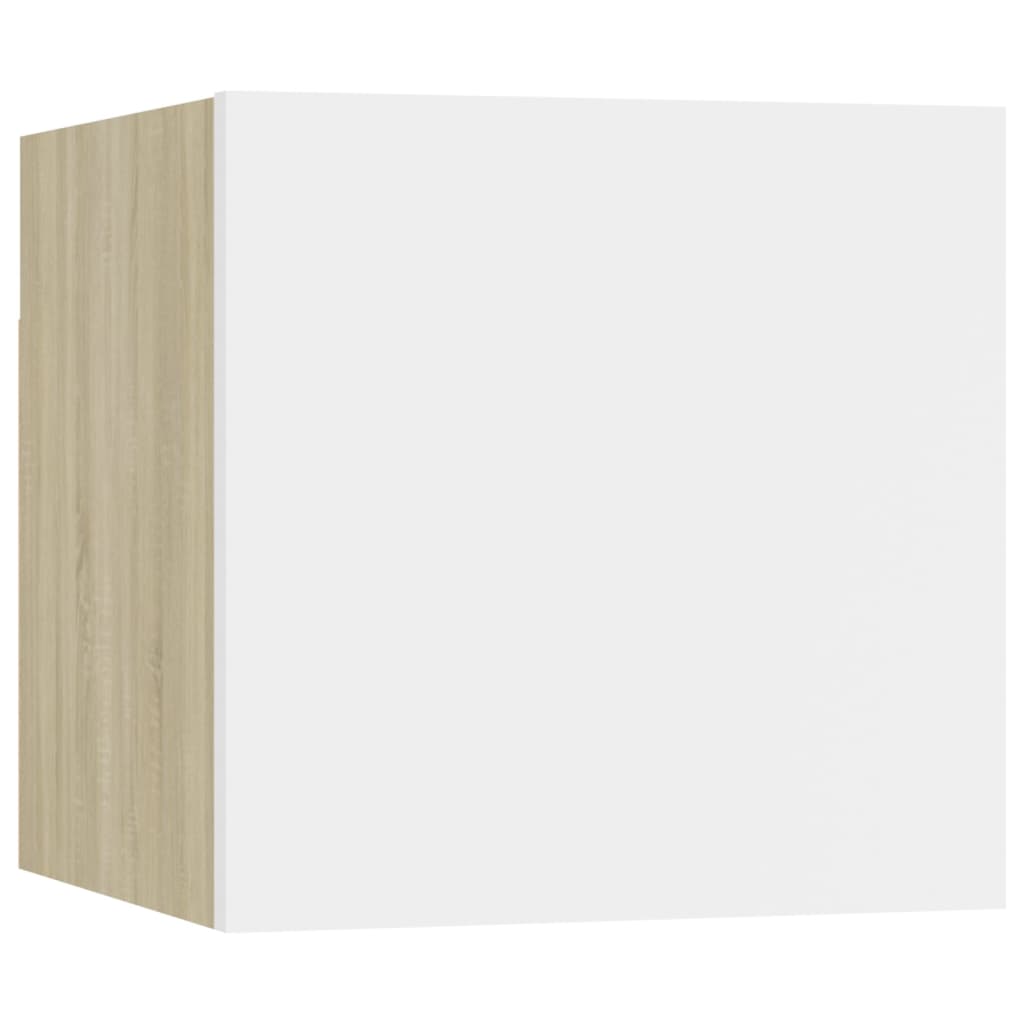 White and Sonoma Oak Wall TV Cabinet 30.5x30x30 cm