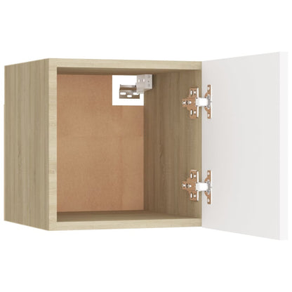 White and Sonoma Oak Wall TV Cabinet 30.5x30x30 cm