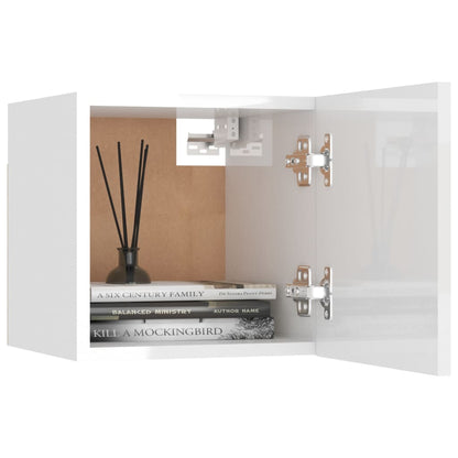 Mobili Porta TV a Parete 2pz Bianco Lucido 30,5x30x30 cm