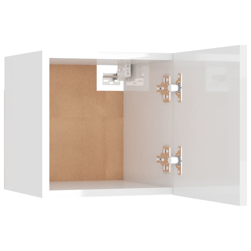 Mobili Porta TV a Parete 2pz Bianco Lucido 30,5x30x30 cm