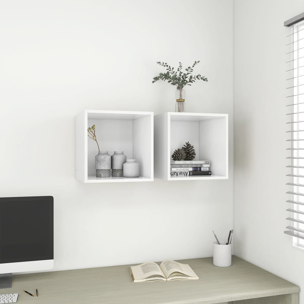 Mobili a Muro 2pz Bianchi 37x37x37 cm in Legno Multistrato | homemem39