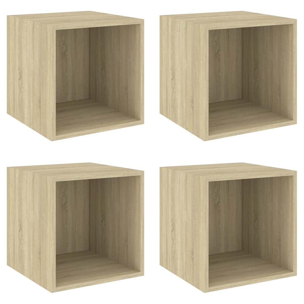 Mobili a Muro 4pz Rovere Sonoma 37x37x37 cm Legno Multistrato