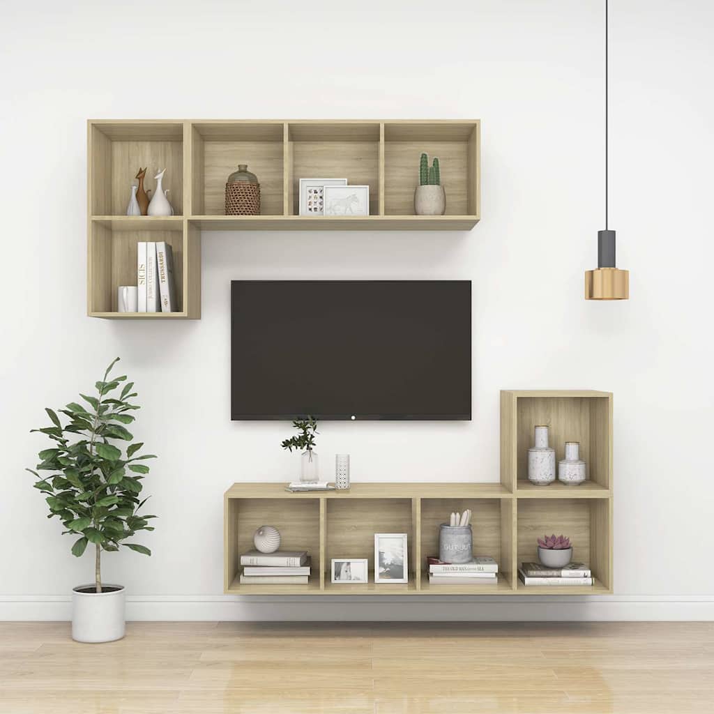 Mobili a Muro 4pz Rovere Sonoma 37x37x37 cm Legno Multistrato