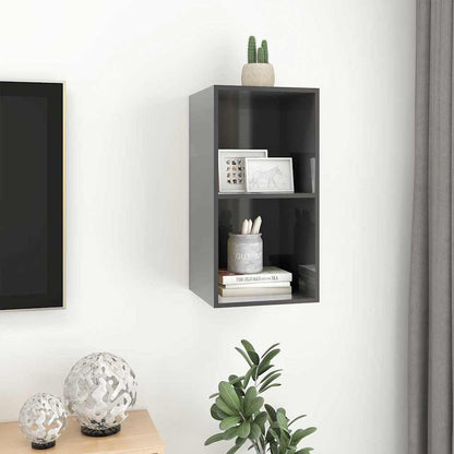 Mobile TV da Parete Grigio Lucido 37x37x72 cm Legno Multistrato