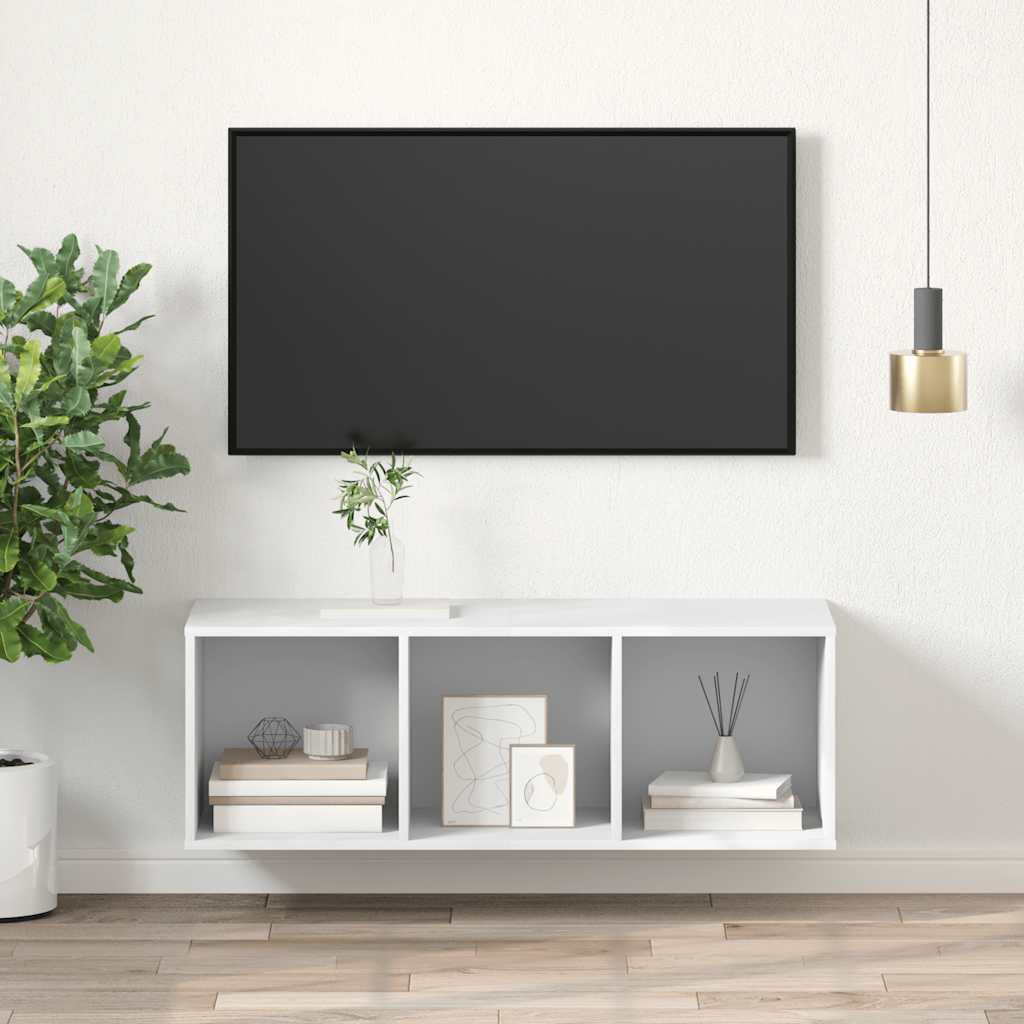 Mobile TV da Parete Bianco 37x37x107 cm in Legno Multistrato