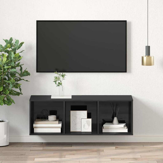 Mobile TV da Parete Grigio Lucido 37x37x107cm Legno Multistrato