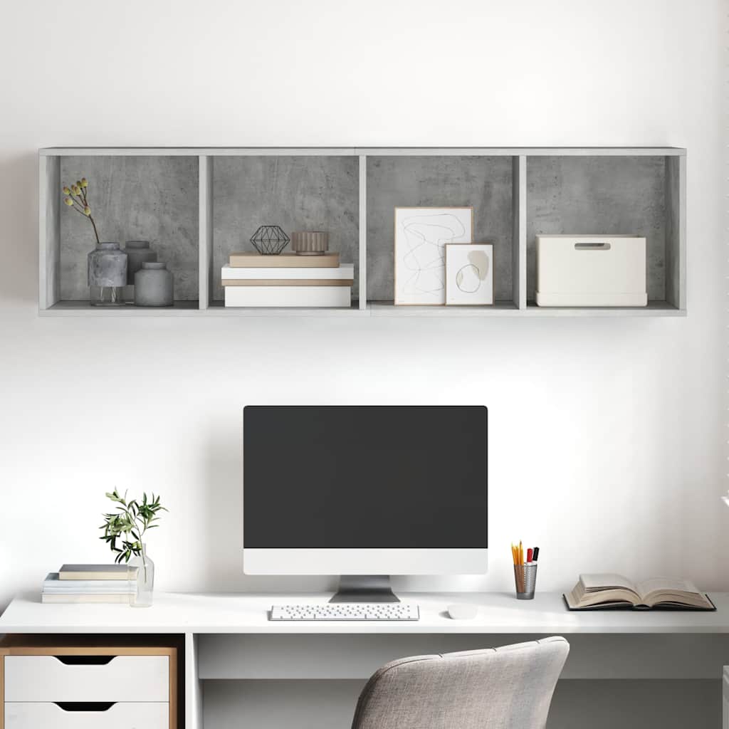 Mobile TV Parete Grigio Cemento 37x37x142,5cm Legno Multistrato