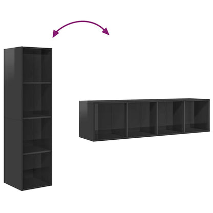 Mobile TV Parete Grigio Lucido 37x37x142,5cm Legno Multistrato