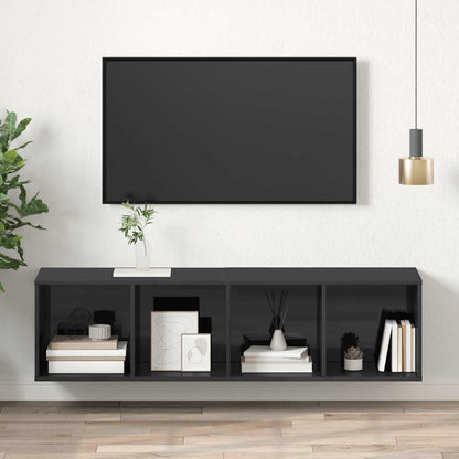 Mobile TV Parete Grigio Lucido 37x37x142,5cm Legno Multistrato