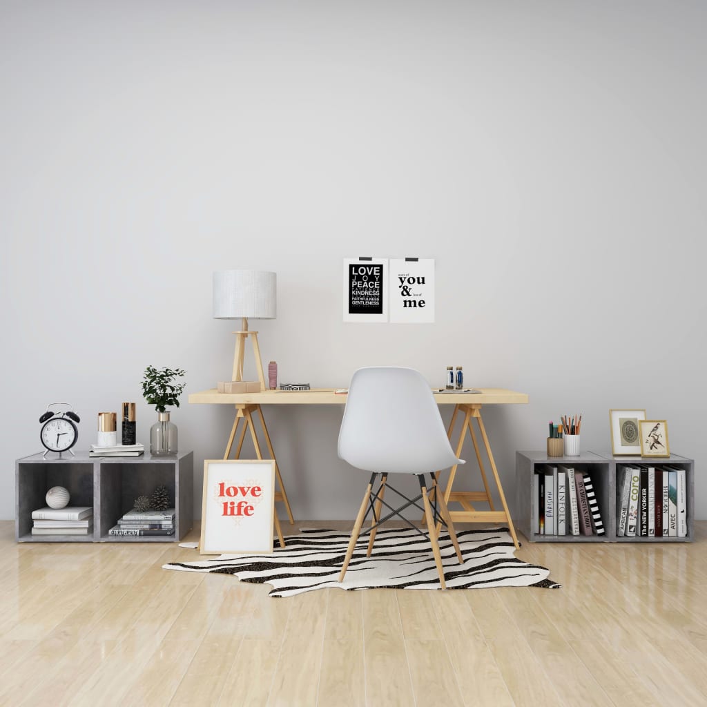 Mobili Porta TV 4pz Grigio Cemento 37x35x37cm Legno Multistrato - homemem39