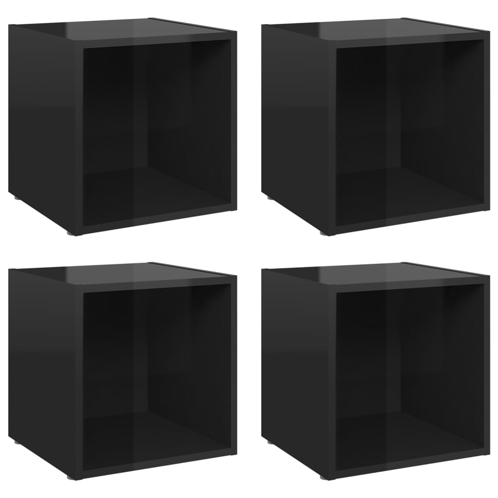 Mobili Porta TV 4pz Nero Lucido 37x35x37 cm Legno Multistrato - homemem39