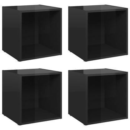 Mobili Porta TV 4pz Nero Lucido 37x35x37 cm Legno Multistrato - homemem39