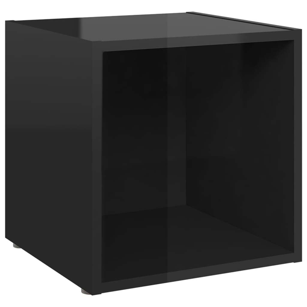 Mobili Porta TV 4pz Nero Lucido 37x35x37 cm Legno Multistrato - homemem39